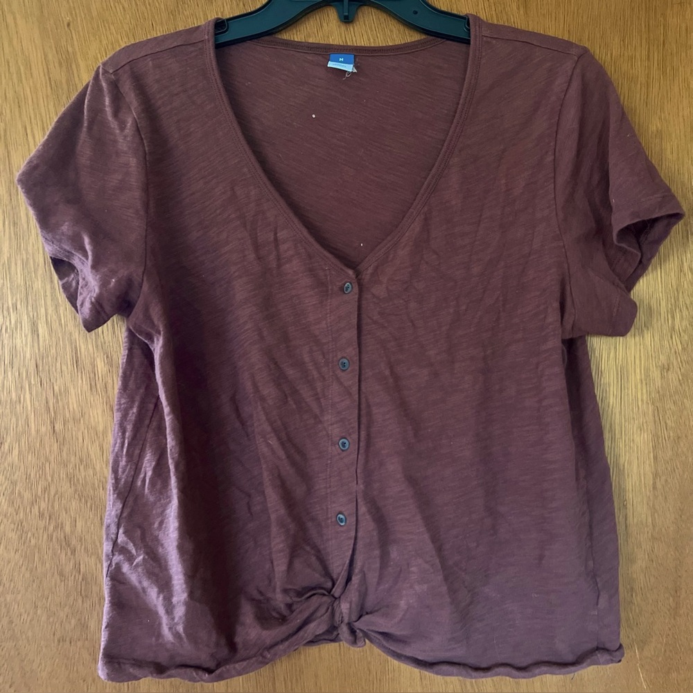 Women's Brown Button-Down Top